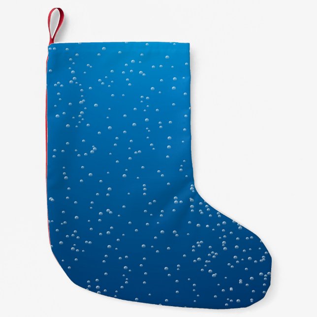Deep Blue Water and Tiny Bubbles Small Christmas Stocking (Front)