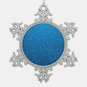 Deep Blue Water and TIny Bubbles Snowflake Pewter Christmas Ornament