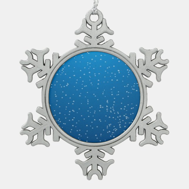 Deep Blue Water and TIny Bubbles Snowflake Pewter Christmas Ornament (Front)