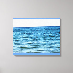 Deep Blue Waves Rising Toward White Sky Canvas Print