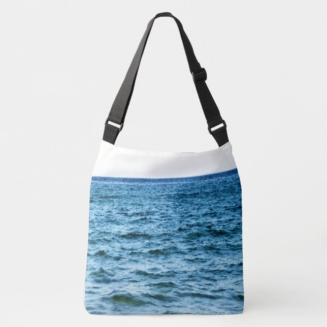 Deep Blue Waves Under Bright Coastal Sky Crossbody Bag (Front)