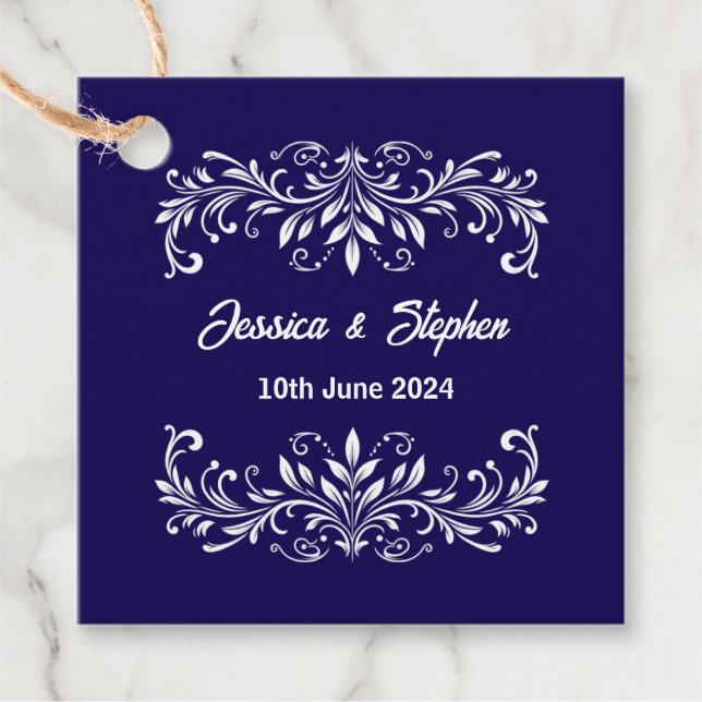 Deep Blue Wedding   Favour Tags (Front)