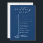 Deep Blue Weekend Timeline | Nautical Navy Wedding Invitation<br><div class="desc">This deep blue wedding weekend card is the ideal choice for couples hosting a nautical or elegant wedding. The rich, deep tone of navy creates a sophisticated and timeless atmosphere, perfect for fall, winter, or evening weddings. The card features a well organized wedding itinerary, detailing the key events of your...</div>