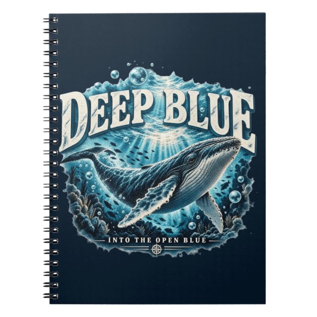 DEEP BLUE Whale Ocean Adventure  Notebook (Front)