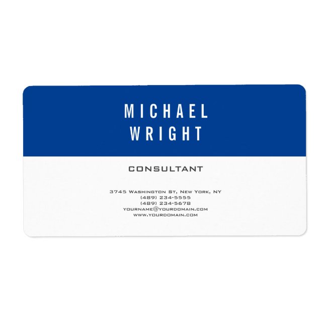 Deep Blue White Modern Plain Simple Minimalist (Front)