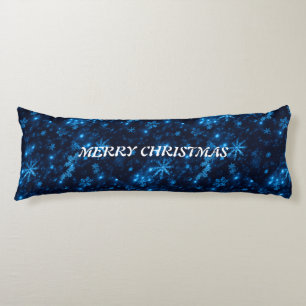 Deep Blue with Bright Snowflakes Body Pillow
