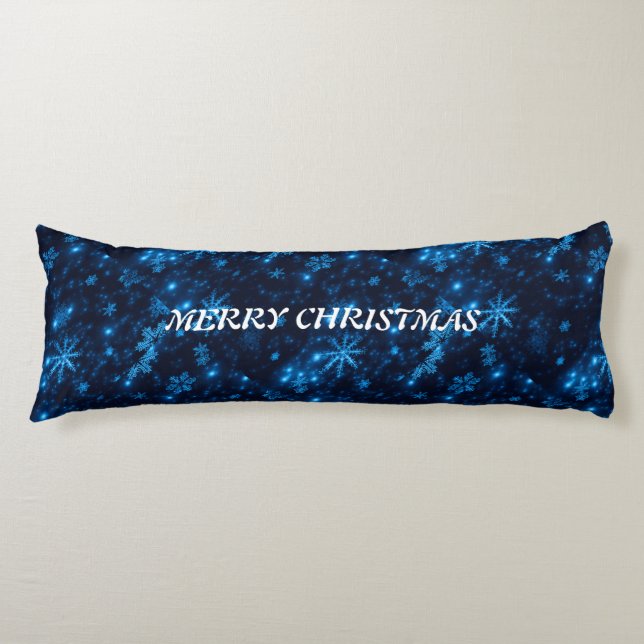 Deep Blue with Bright Snowflakes Body Pillow (Front)