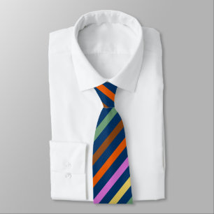 Deep Blue with Brown Green Yellow Purple Orange Tie