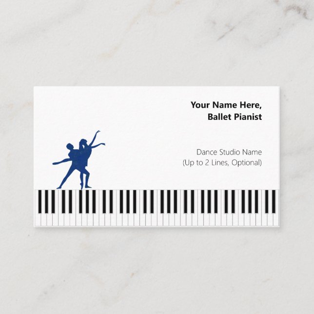 Deep Blues I PDD White Ballet Pianist  Business Card (Front)