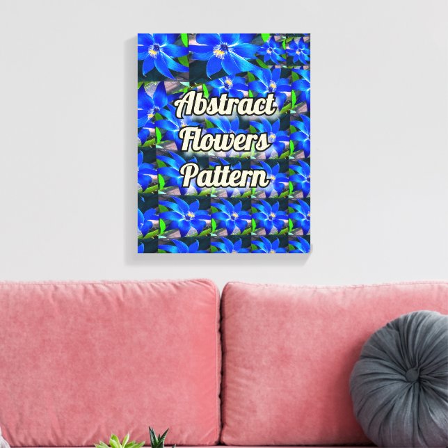 Deep Bluish Flowers Pattern Canvas Print (Insitu(LivingRoom))