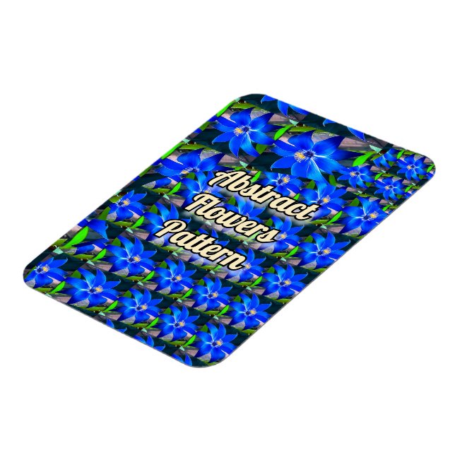 Deep Bluish Flowers Pattern Magnet (Left Side)