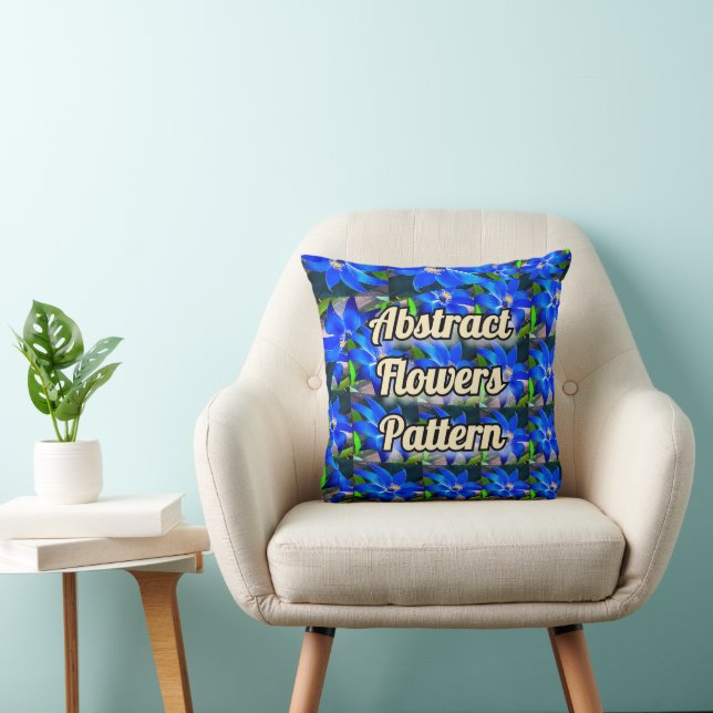 Deep Bluish Flowers Pattern Throw Pillow (Chair)