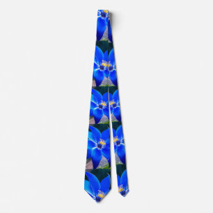Deep Bluish Flowers Pattern Tie
