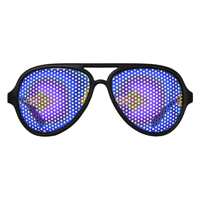 Deep Bluish Flowing Diamond Fractal Aviator Sunglasses (Front)