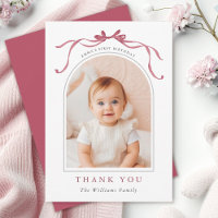 Deep Blush Pink Bow Simple Birthday Photo