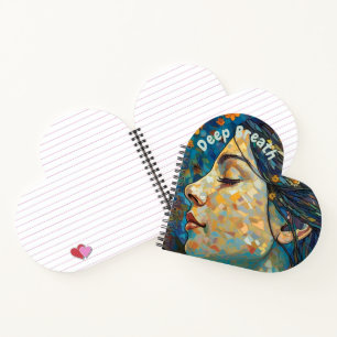 Deep Breath, Motivational quote, blue and gold.  Notebook