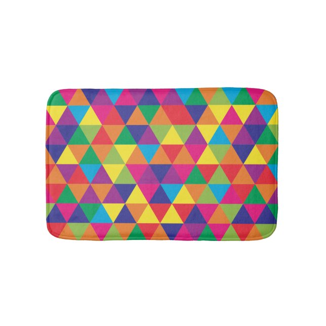 Deep Bright Triangles - Modern Abstract Pattern Bath Mat (Front)