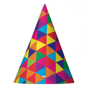 Deep Bright Triangles - Modern Abstract Pattern Party Hat