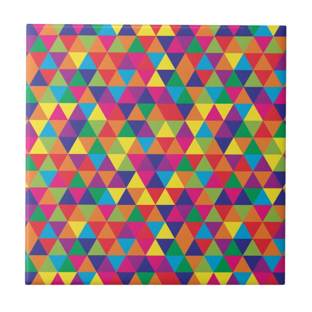 Deep Bright Triangles - Modern Abstract Pattern Tile (Front)