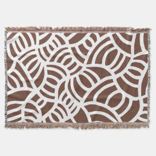 Deep brown and white Doodle Throw Blanket