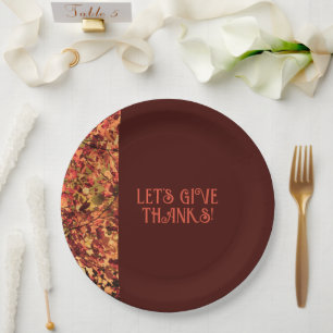 Deep Brown Family Gathering Happy Thanks giving Paper Plate