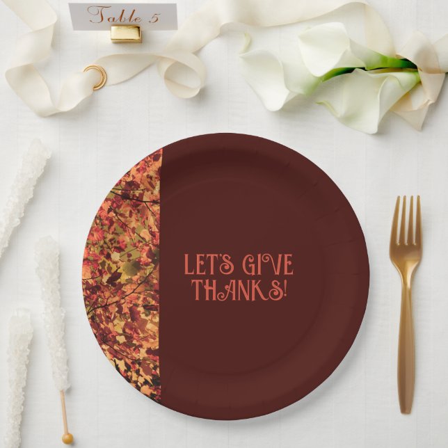 Deep Brown Family Gathering Happy Thanks giving Paper Plate (Wedding)
