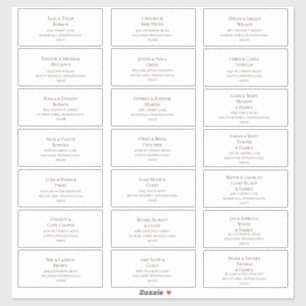 Deep Brown Font Wedding Guest Address Labels