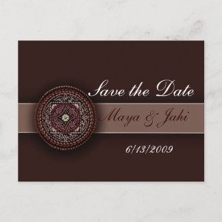 Deep brown Indian design Announcement Postcard