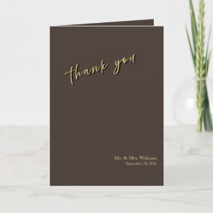 Deep Brown Wedding Thank‑You Card