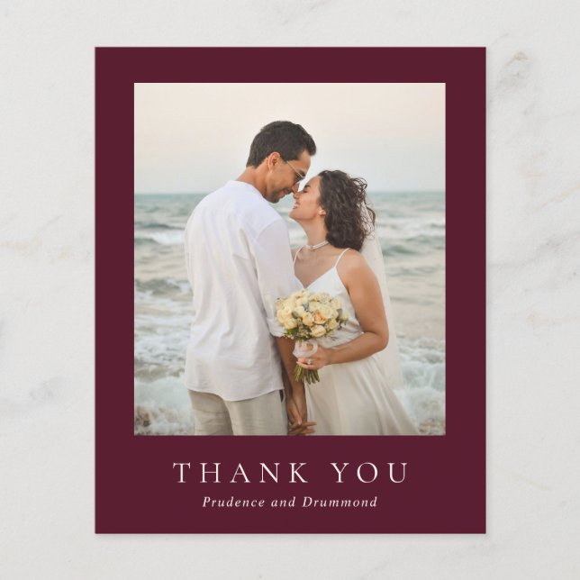 Deep Burgundy Budget Wedding Thank You Card (Front)