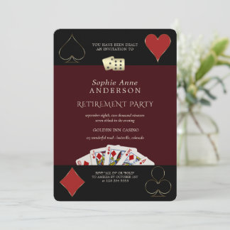 Deep Burgundy Casino Vegas Poker Retirement Party Invitation