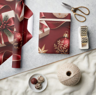 Deep Burgundy Christmas Gifts Wrapping Paper