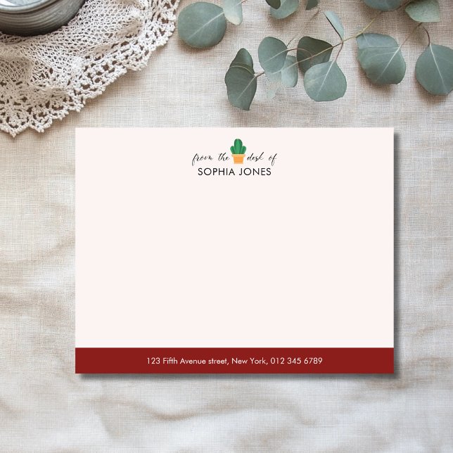 Deep Burgundy Classic Cactus Stationery Note Card (Creator Uploaded)