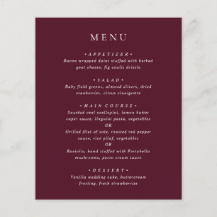 Deep Burgundy Elegant Classic Budget Wedding Menu