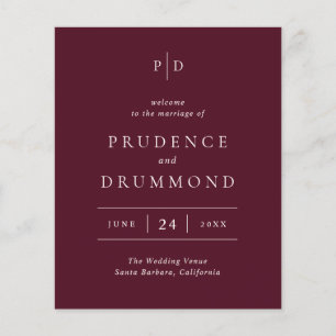 Deep Burgundy Elegant Classic Wedding Program