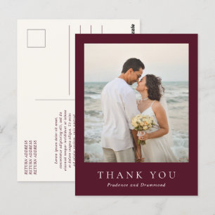Deep Burgundy Elegant Classic Wedding Thank You Postcard