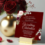 Deep Burgundy Elegant Red & Pink Roses Wedding Invitation<br><div class="desc">This beautiful wedding invitation features a lovely design with hand painted watercolor roses in shades of red and blush pink on a deep marbled burgundy red coloured background. The design is simple yet elegant,  with a bohemian chic style. Perfect for a fall or autumn ceremony.</div>