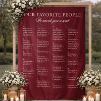 Deep Burgundy Fabric Wedding Seating Chart Sign