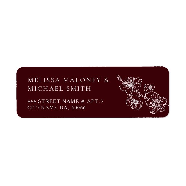 Deep Burgundy Floral Line Art  (Front)
