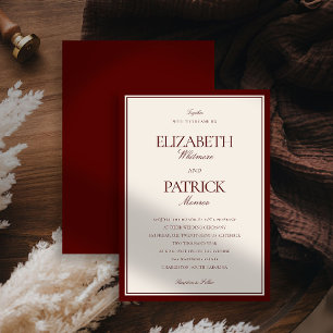 Deep Burgundy Formal Modern Classic Estate Wedding Invitation