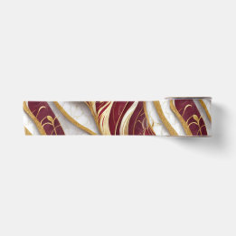 Deep Burgundy & Gold Marble Elegant Satin Ribbon