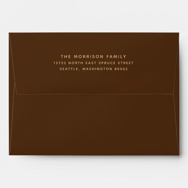 Deep Burgundy Gold Sans Serif Return Address Envel Envelope (Back (Top Flap))
