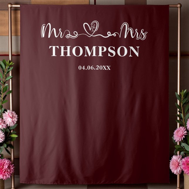 Deep Burgundy | Mr and Mrs Elegant Simple Tapestry (Creator Uploaded)