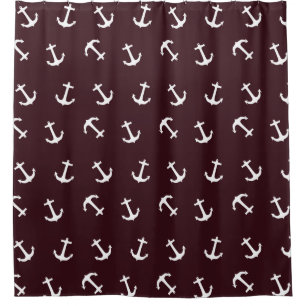 Deep Burgundy Nautical Anchor Pattern