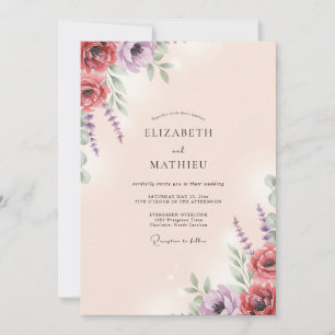 Deep Burgundy Plum Painted Wedding Invitation