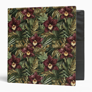 Deep Burgundy Red Orchids Jungle Birthday Binder