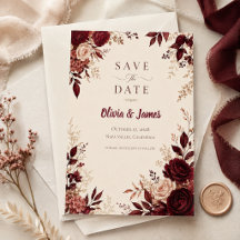 Deep Burgundy Romantic Fall Wedding