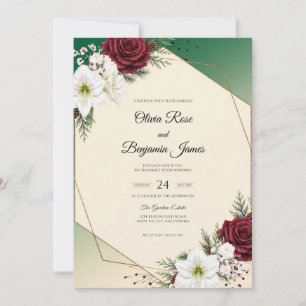 Deep Burgundy Rose Wedding Invitation