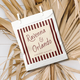 Deep Burgundy Stripes Retro Minimalist Wedding Favour Bag