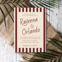 Deep Burgundy Stripes Retro Minimalist Wedding